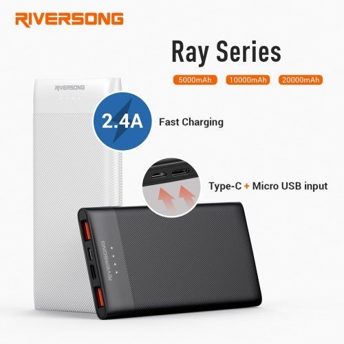 RIVERSONG RAY 20 - ULTRA SLIM POWER BANK - WHITE- 20000 MAH - 3.7 V - Image 2