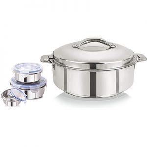 Stainless Steel Insulated Hot Pot Casserole 3000 ml Stainless Steel container leak proof - 3 pcs set non-toxic stainless steel free from any harmful materials. premium quality material Nice Colletion