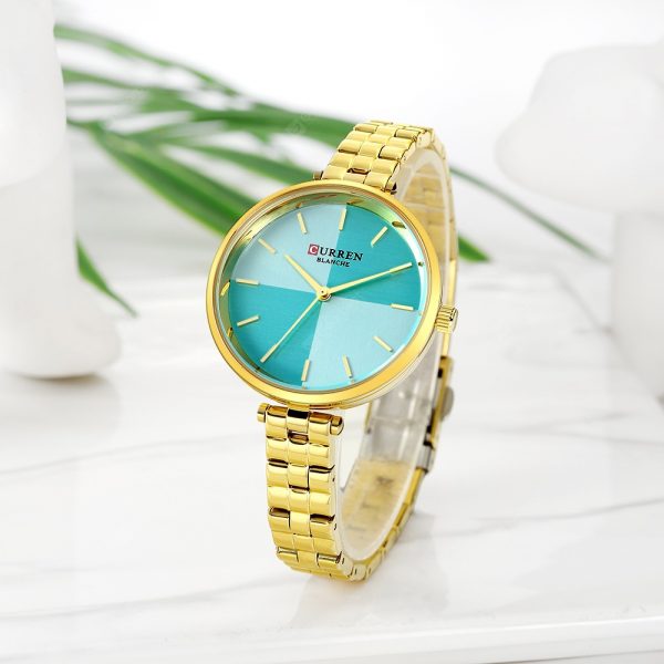 Curren Ladies Casual Waterproof Quartz Watch Steel Strap - Yellow