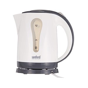 Brand Sanford Item Electric Kettle Model SF3336EK-1.8L BS Description 1.8 Liters, 360° cordless kettle. Concealed stainless steel heating element. Boil-dry protection, Automatically turns off when water boils. Power : 220-240V, 50/60Hz, 1850-2200W.