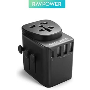 RAVPower 3 USB +1 Type-C Power Delivery Port Universal Travel Adapter 30W RP-PC099-BK