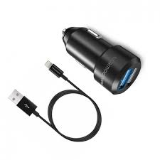 RAVPower Car Charger, 24W , 1m Lightning Cable Combo, Black - RP-VC017
